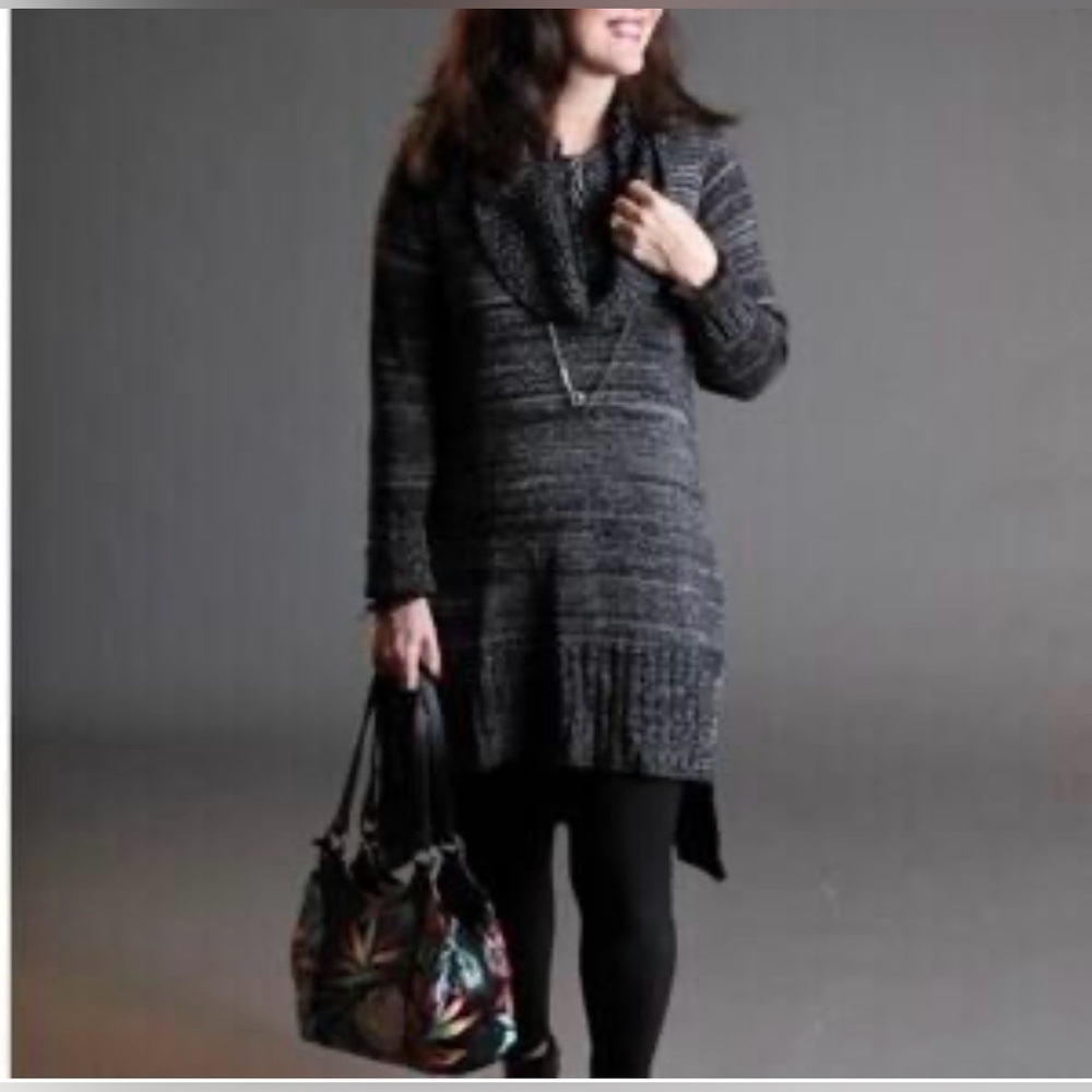 Sympli Lockhart Tunic Cozy Heather Gray Cowl Neck Sweater